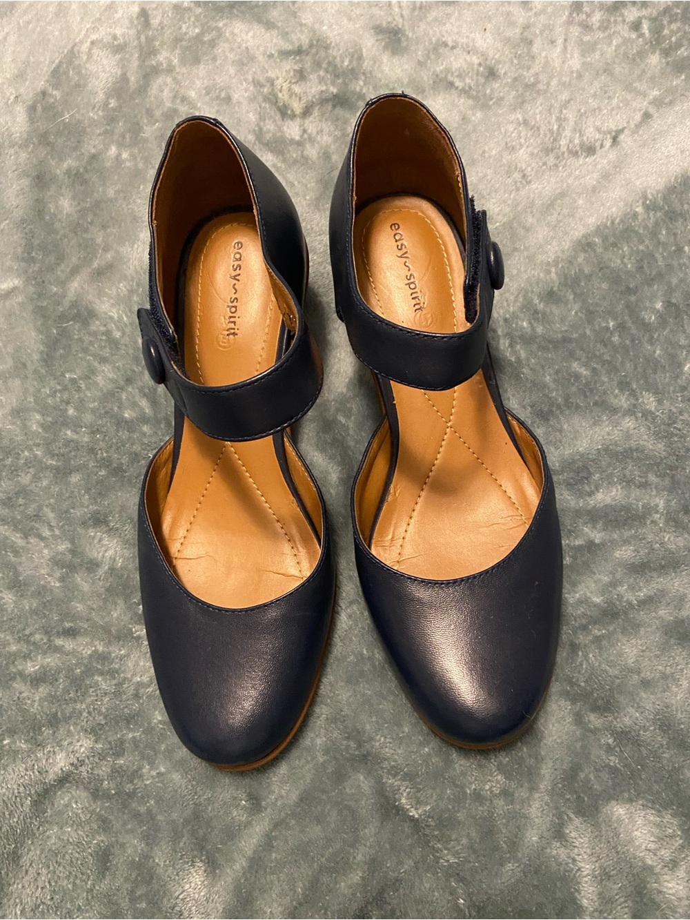 Easy Spirit Navy Mary Jane Strap Flats 7.5m